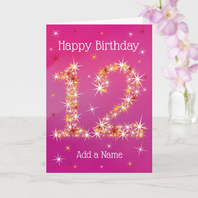 Carte 12e anniversaire - Numéro d'étoile - rose/pourpre  (Orchidée)
