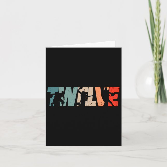 Carte 12e anniversaire Retro Bysketbyll 12 ans Boy Gi (Devant)