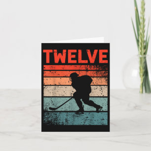 Carte 12e anniversaire Retro Hockey sur glace 12 ans Boy