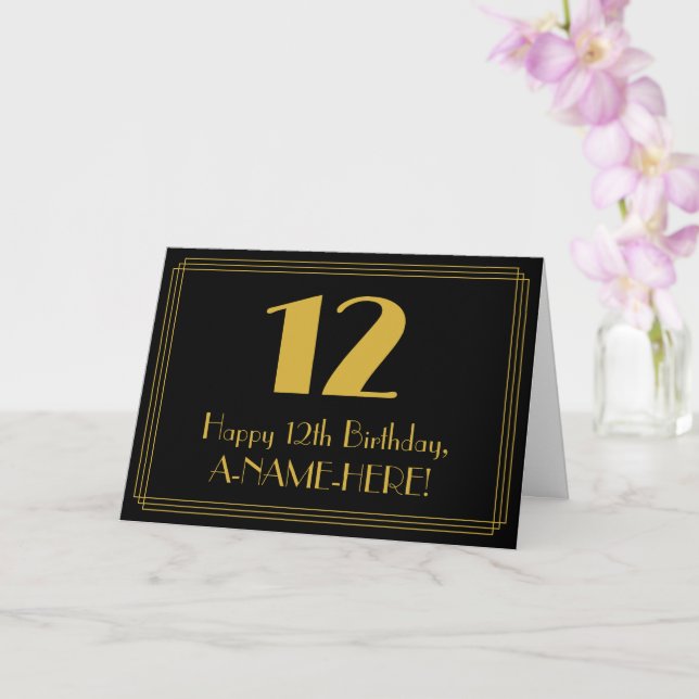 Carte 12ème anniversaire : Art Déco Inspiré Look "12" +  (Orchidée)