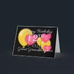 Carte 12ème arrière-petite-fille heureuse d'anniversaire<br><div class="desc">Une salutation d'anniversaire pour le 12ème anniversaire de l'arrière-petite-fille avec un arrière - plan noir,  des ballons jaunes et des coeurs roses. Quelques artwork©delightful-griffonnages d'original</div>