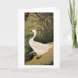 Carte 13. 芦鵞図, roseau de 若冲 et oie, Jakuchū, art du