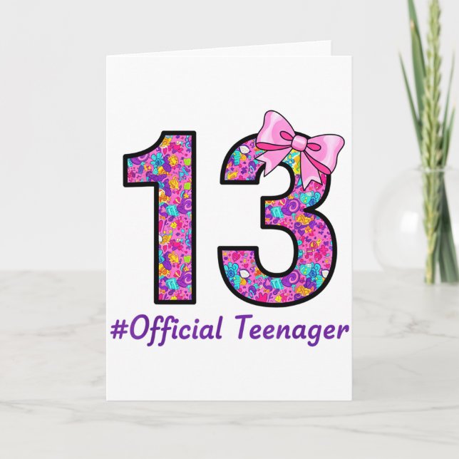 Carte 13 Ans Coquette Bow Officiel Adolescente 13ème Bi (Devant)