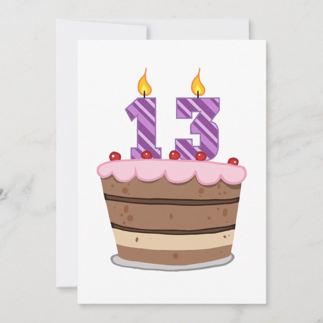Carte 13 ans sur le gâteau d'anniversaire (Devant)