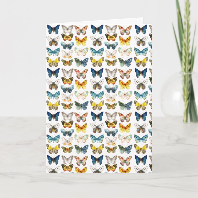 Carte 13 beaux papillons insecte art aquarelle (Devant)