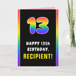 Carte 13e anniversaire : Arc-en-ciel coloré # 13, Nom pe