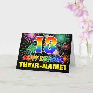 Carte 13e anniversaire : Bold, Fun, Fireworks, Rainbow 1