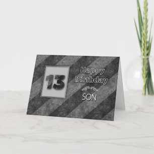 Carte 13e ANNIVERSAIRE, Fils, Grunge Gris Gris