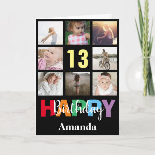 Carte 13e anniversaire heureux Collage photo moderne noi