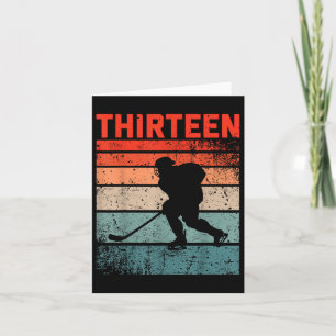 Carte 13e anniversaire Retro Hockey sur glace 13 ans Boy