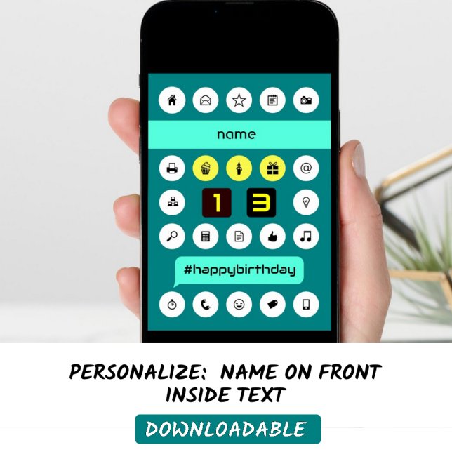 Carte 13ème hashtag informatique anniversaire ajouter un (Créateur téléchargé)