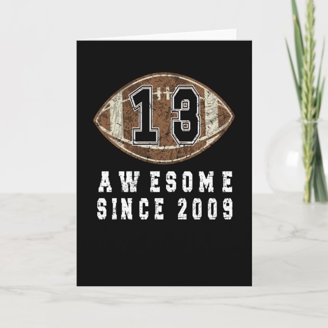 Carte 13th Birthday Born In 2009 Football Boy 13 Year (Devant)