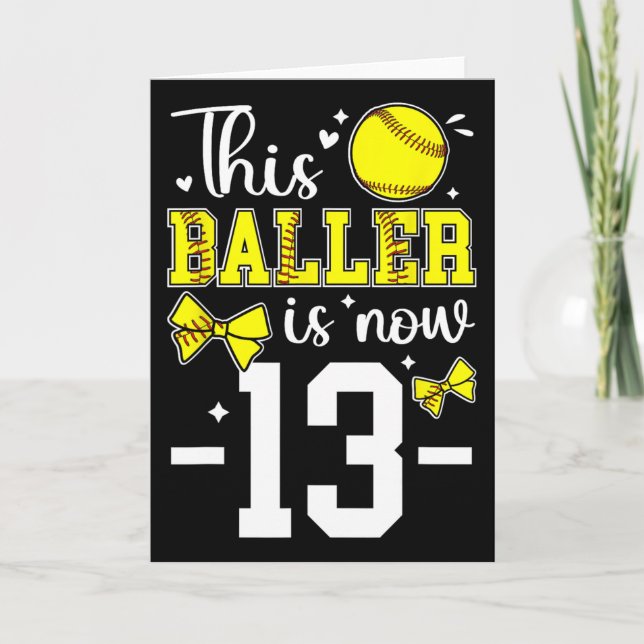 Carte 13th Birthday Party Softll Girl Thirteen Year Old  (Devant)