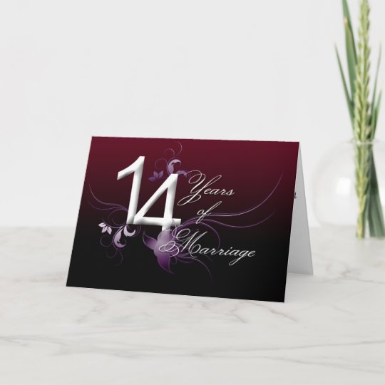 Carte 14 Ans De Mariage Anniversaire De Mariage Zazzle Fr