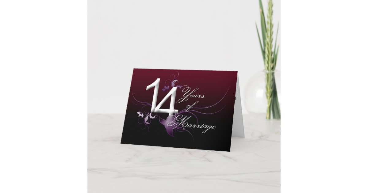 Carte 14 Ans De Mariage Anniversaire De Mariage Zazzle Fr