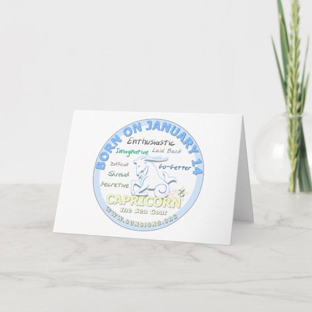 Carte 14 janvier Anniversaire - Capricorn (Devant)