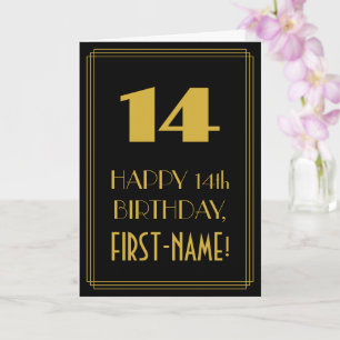 Carte 14e anniversaire - Art Déco Inspiré Look "14" & No
