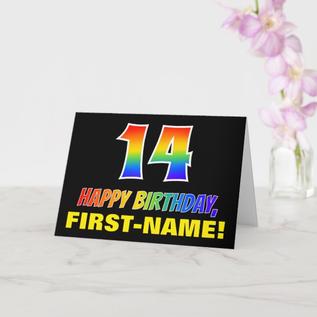 Carte 14e anniversaire : Bold, amusant, simple, arc-en-c (Orchidée)