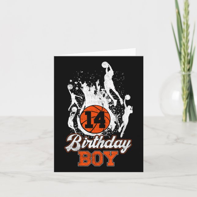 Carte 14e anniversaire Bysketbyll thème Anniversaire gar (Devant)