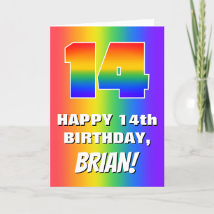 Carte 14e anniversaire : coloré, amusant Motif arc-en-ci