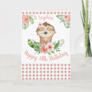 Carte 14e anniversaire de la petite fille Sloth