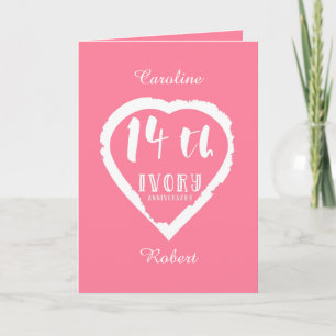Carte 14e anniversaire de mariage traditionnel ivoire