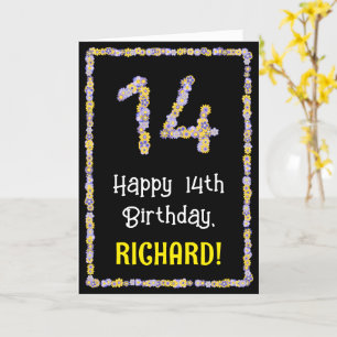 Carte 14e anniversaire : Floral Flowers Numéro, Nom pers