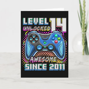 Carte 14e anniversaire garçon niveau 14 joueur 14 ans je