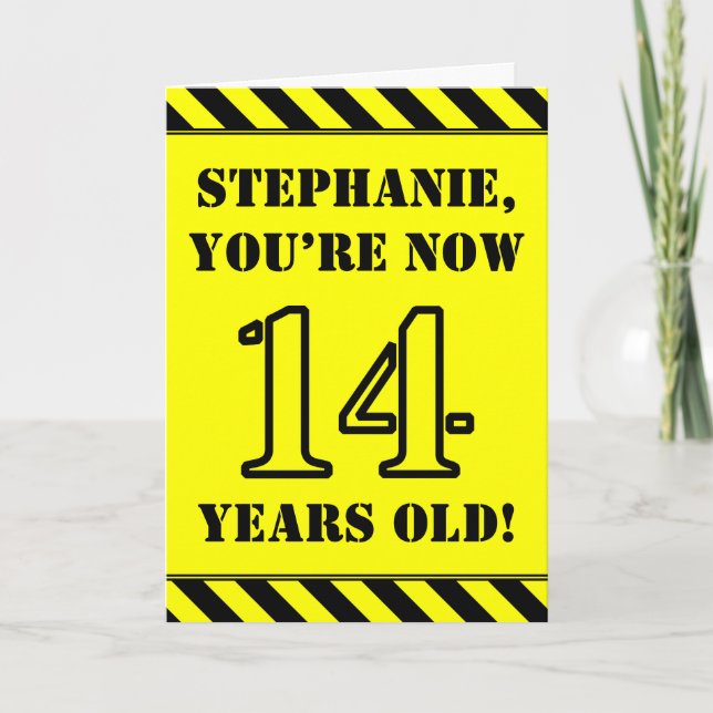 Carte 14e anniversaire : Jeu de style graphique, Nom per (Devant)