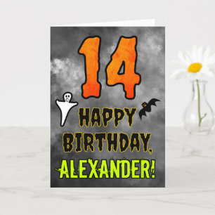 Carte 14e anniversaire: série Halloween Theme + Nom pers