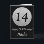 Carte 14e Birthday Black and Silver Glitter<br><div class="desc">Happy 14th Birthday Black and Silver Glitter Card with personalized name For further customization,  please click the "Customize it" button and use our design tool to modify this template.</div>