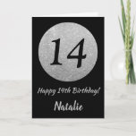 Carte 14e Birthday Black and Silver Glitter Card<br><div class="desc">Happy 14th Birthday Black and Silver Glitter Card with personalized name For further customization,  please click the "Customize it" button and use our design tool to modify this template.</div>