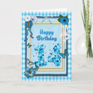 Carte 14ème Anniversaire avec un effet d'album