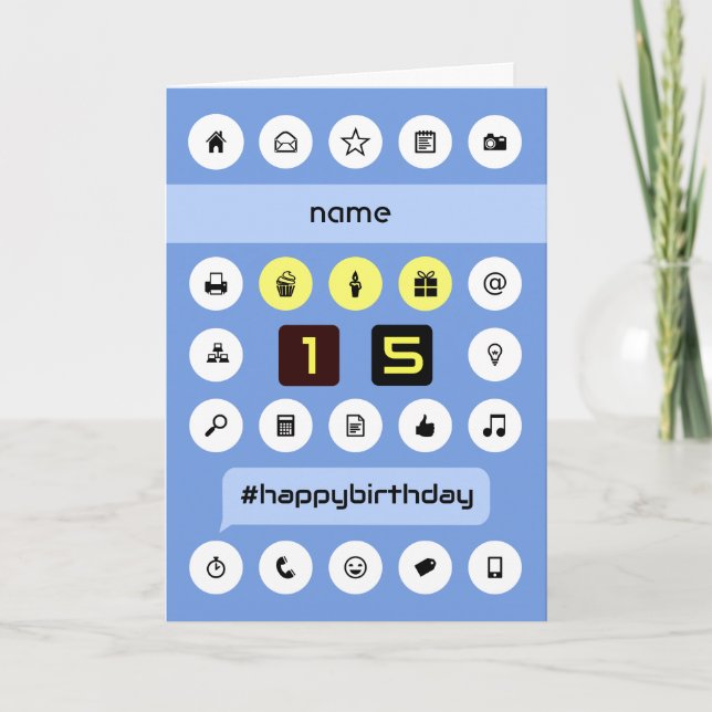 Carte 15e anniversaire ajouter nom informatique personna (Devant)