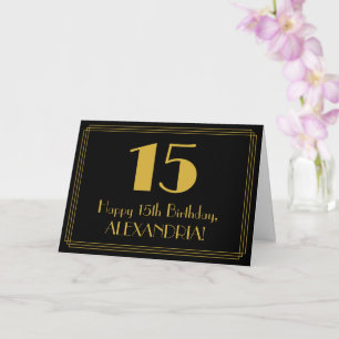 Carte 15e anniversaire : Art Déco Inspiré Look "15" + No