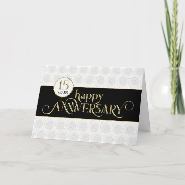 Carte 15e anniversaire de l'employé - Or noir prestigieu (Devant)