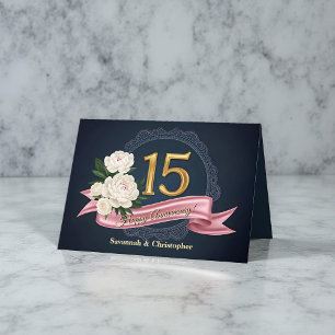 Carte 15e anniversaire de Mariage de la marine et de l'o