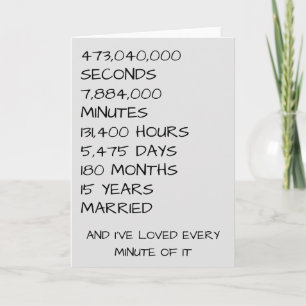 Carte 15e anniversaire du Mariage Quinze ans