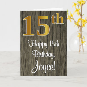 Carte 15e anniversaire : Elégant Faux Gold Look #, Faux