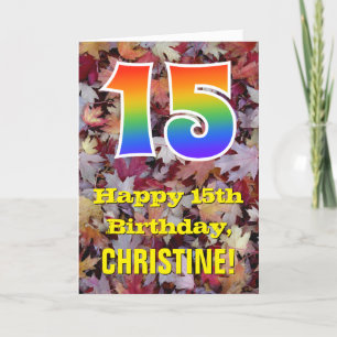 Carte 15e anniversaire; feuilles d'automne rustiques; ar