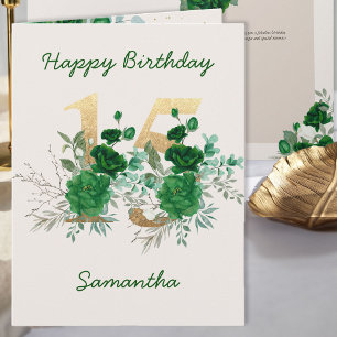 Carte 15e anniversaire Gold Numéro 15 Floral Personnalis