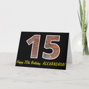 Carte 15e anniversaire - Motif de mur de briques "15" av