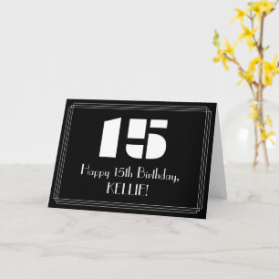 Carte 15e anniversaire : vue inspirée d'Art déco "15" & 