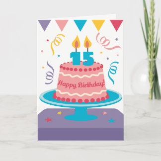 Carte 15e gâteau d'anniversaire