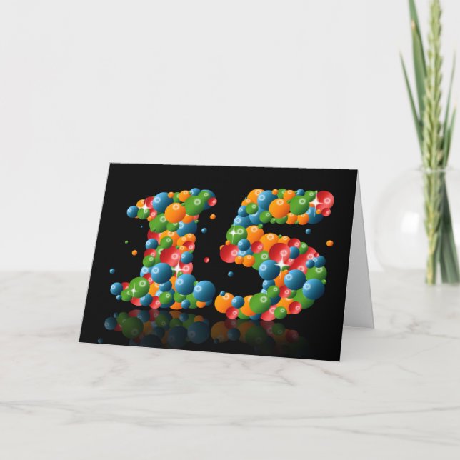 Carte 15ème anniversaire avec des numéros formés à parti (Devant)