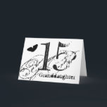 Carte 15ème anniversaire pour une petite-fille, papillon<br><div class="desc">Un arrière - plan blanc comportant un papillon noir et un texte noir,  sur cette 15ème salutation d'anniversaire pour une petite-fille. Mes salutations drôles d'esprit.</div>