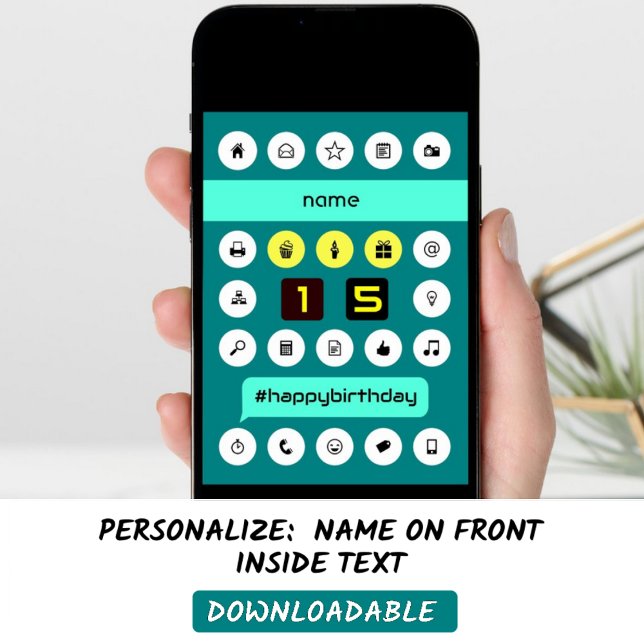 Carte 15ème hashtag informatique anniversaire ajouter un (Créateur téléchargé)