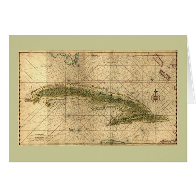 Carte 1639 historique du Cuba par Joan Vinckeboons (Devant horizontal)