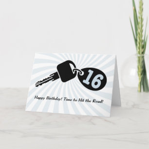 Carte 16 ans Anniversaire Blue Guy Car Keys Porte - clé