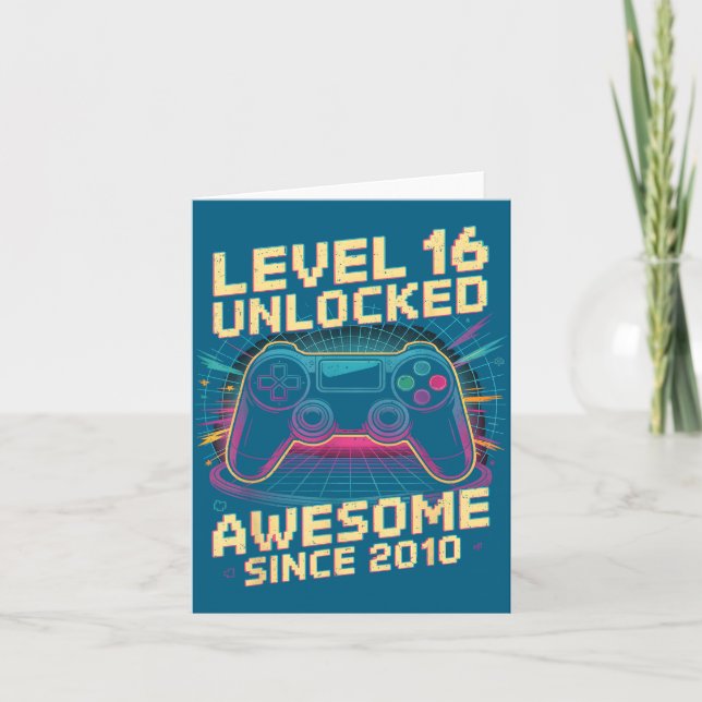 Carte 16 Year Old Boy Level 16 Gamer 2010 16th Birthday  (Devant)
